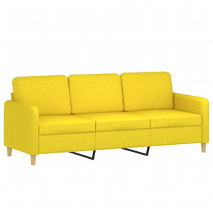 3-Sitzer Stoffsofa mit Hocker, Hellgelb