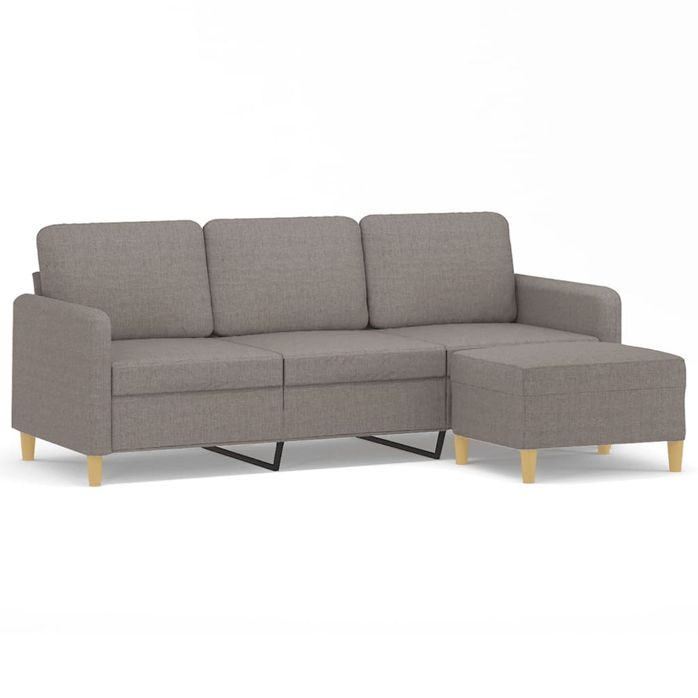 3-Sitzer Sofa mit Hocker Taupe