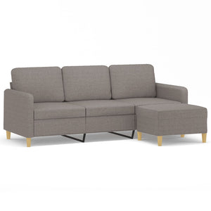 3-Sitzer Sofa mit Hocker Taupe