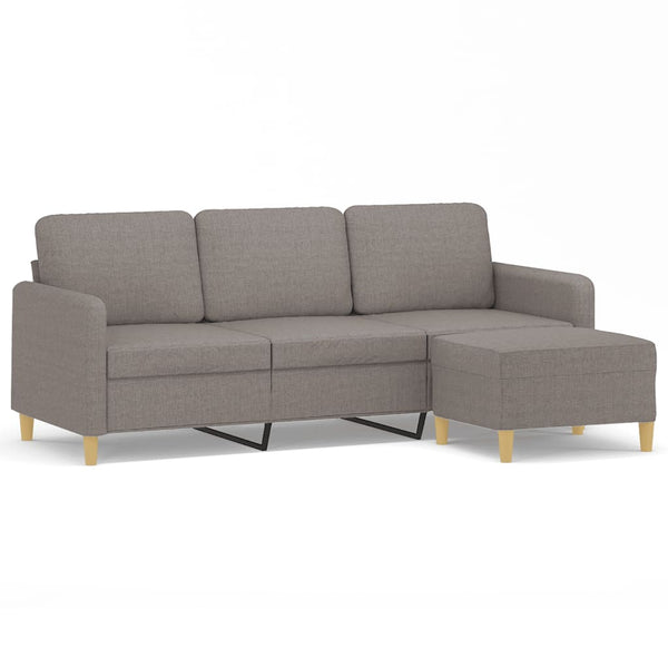 3-Sitzer Sofa mit Hocker Taupe