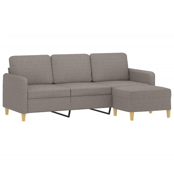 3-Sitzer Sofa mit Hocker Taupe