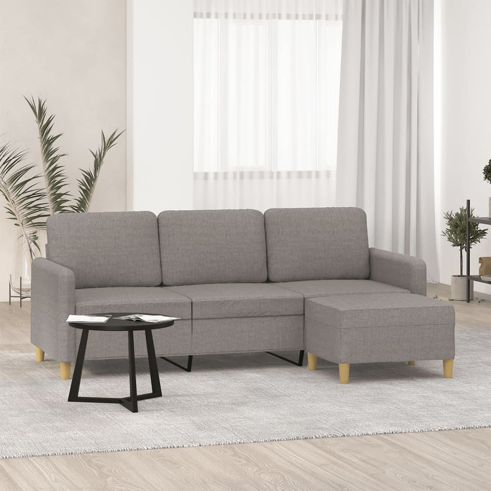 3-Sitzer Sofa mit Hocker Taupe