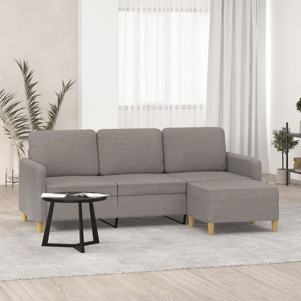 3-Sitzer Sofa mit Hocker Taupe