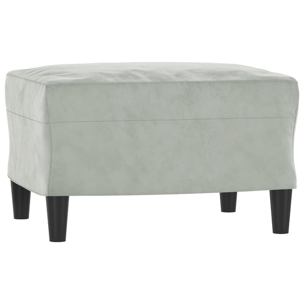Sessel mit Hocker Hellgrau Samt