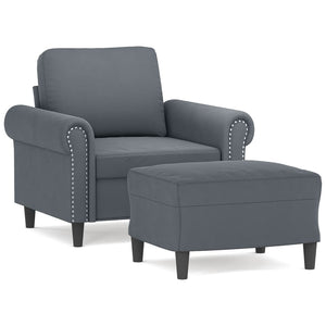 vidaXL Fauteuil avec pouf Gris foncé 60 cm Velours