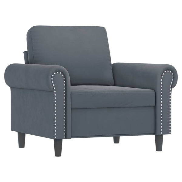 vidaXL Fauteuil avec pouf Gris foncé 60 cm Velours