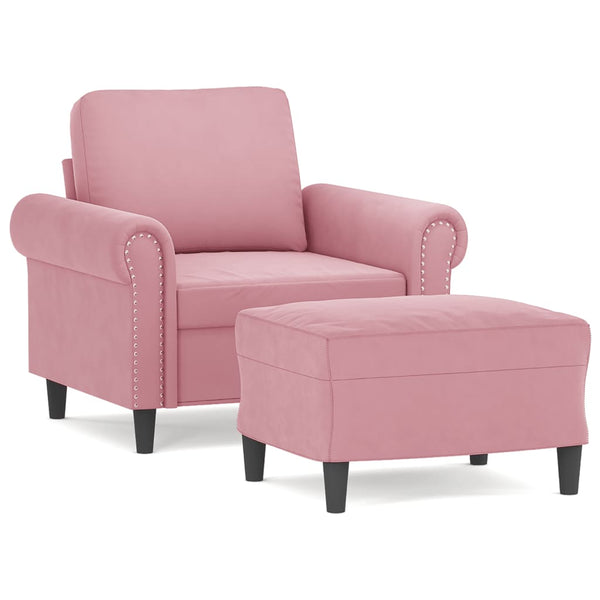 vidaXL Fauteuil avec pouf rose 60 cm velours