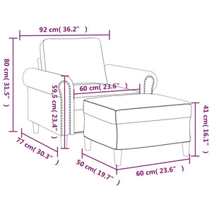 vidaXL Fauteuil avec pouf rose 60 cm velours