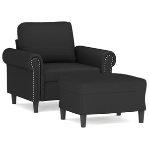 vidaXL Fauteuil avec tabouret Noir 60 cm Velours