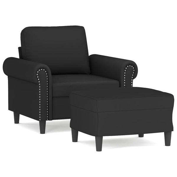 vidaXL Fauteuil avec tabouret Noir 60 cm Velours