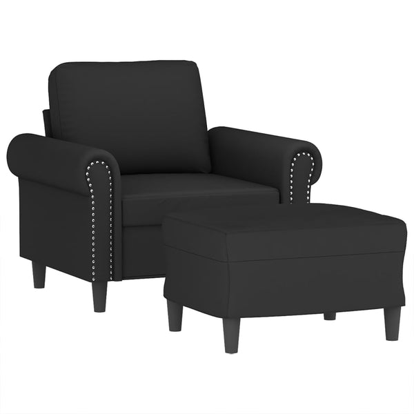vidaXL Fauteuil avec tabouret Noir 60 cm Velours