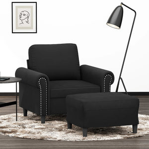 vidaXL Fauteuil avec tabouret Noir 60 cm Velours