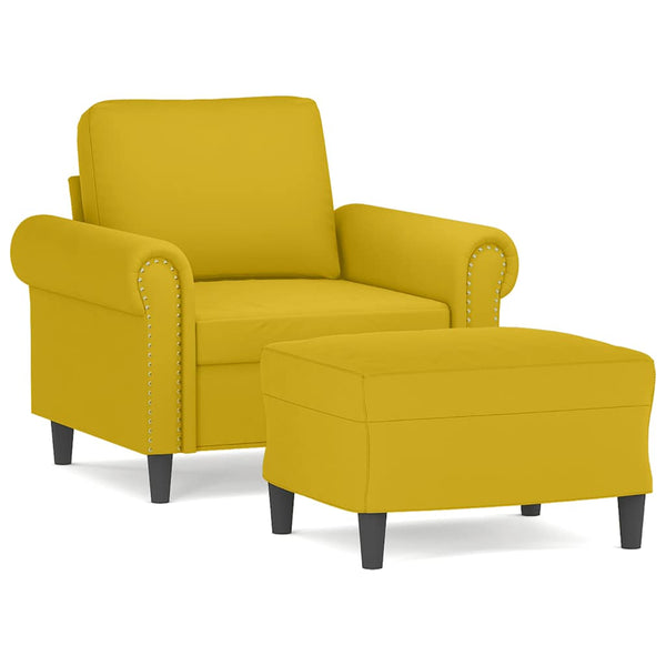 vidaXL Fauteuil avec pouf Jaune 60 cm Velours