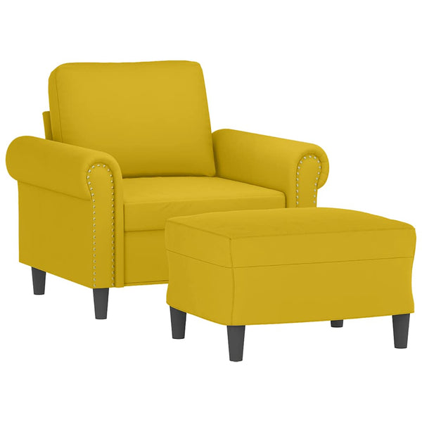 vidaXL Fauteuil avec pouf Jaune 60 cm Velours