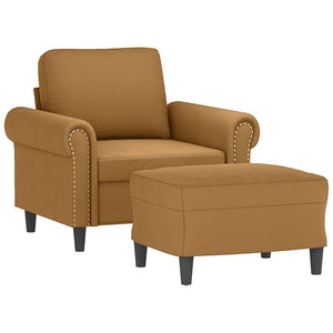 vidaXL Fauteuil avec repose-pieds Marron 60 cm Velours