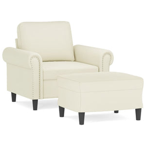 Sessel mit Hocker Creme Samt