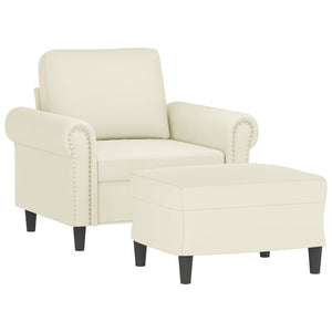 Sessel mit Hocker Creme Samt