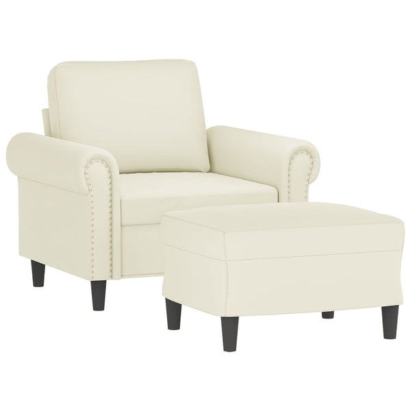 Sessel mit Hocker Creme Samt