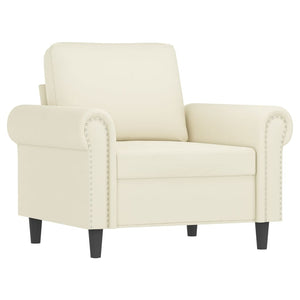 Sessel mit Hocker Creme Samt