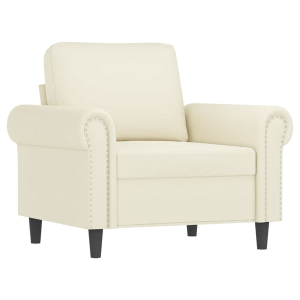 Sessel mit Hocker Creme Samt