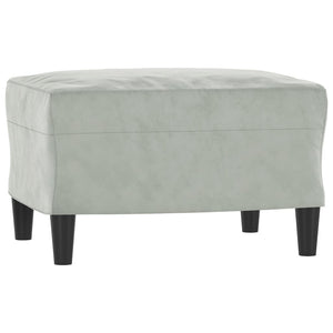 3-Sitzer Sofa mit Hocker Hellgrau Samt