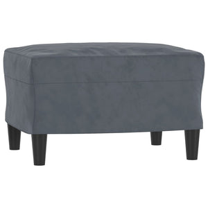 3-Sitzer Sofa mit Hocker Dunkelgrau Samt