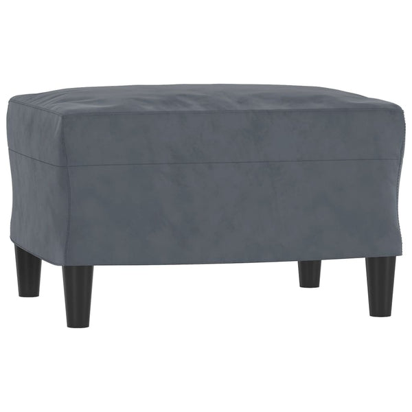 3-Sitzer Sofa mit Hocker Dunkelgrau Samt