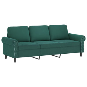 3-Sitzer Sofa mit Hocker Dunkelgrün Samt