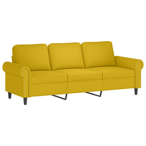3-Sitzer Sofa Gelb mit Hocker