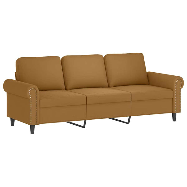 3-Sitzer Sofa mit Hocker Braun Samt