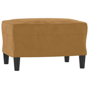 3-Sitzer Sofa mit Hocker Braun Samt
