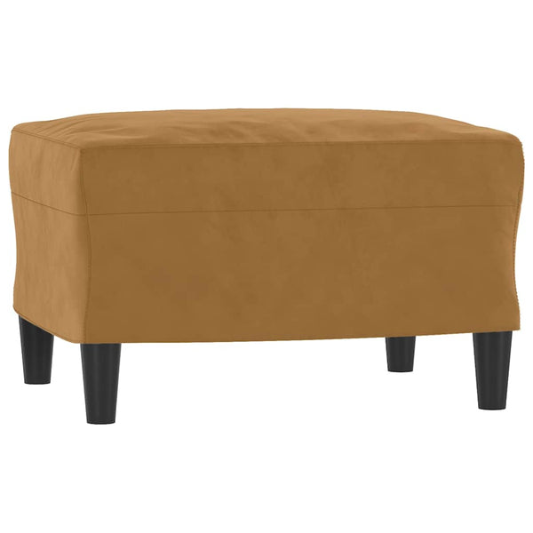 3-Sitzer Sofa mit Hocker Braun Samt