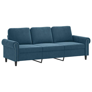 vidaXL Canapé 3 places avec pouf Velours bleu 180 cm