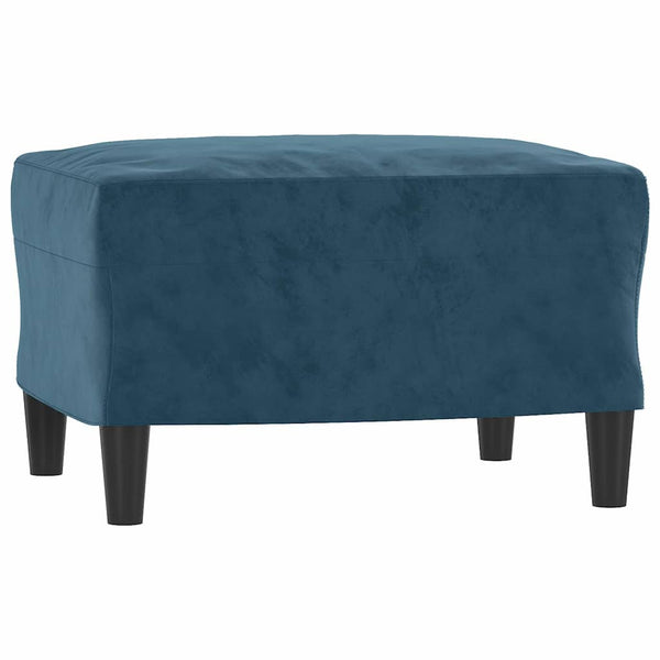 vidaXL Canapé 3 places avec pouf Velours bleu 180 cm