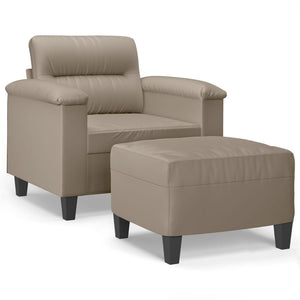 Sessel mit Hocker Taupe Mikrofasergewebe