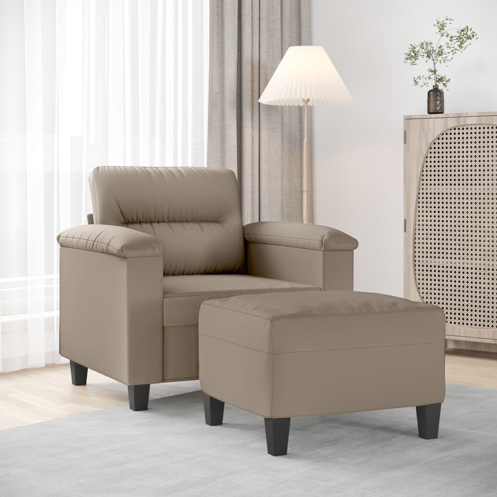 Sessel mit Hocker Taupe Mikrofasergewebe