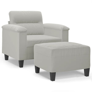 Sessel mit Hocker Hellgrau 60 cm Mikrofasergewebe
