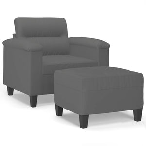 vidaXL Fauteuil avec repose-pieds gris foncé 60 cm Tissu en microfibre
