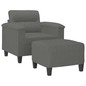 vidaXL Fauteuil avec repose-pieds gris foncé 60 cm Tissu en microfibre