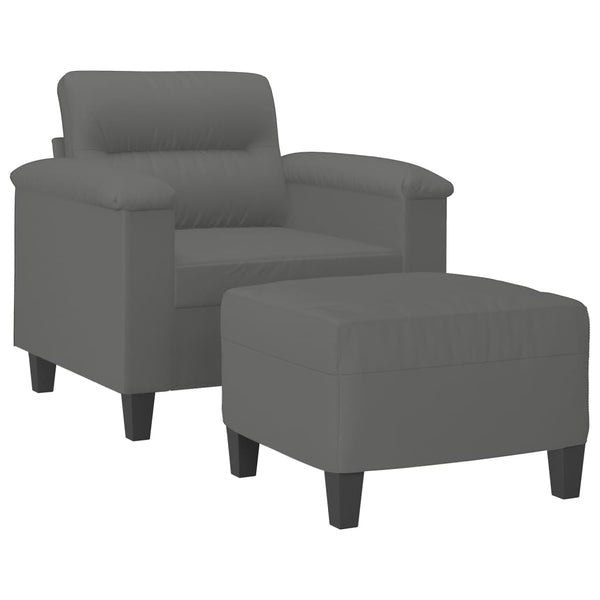 vidaXL Fauteuil avec repose-pieds gris foncé 60 cm Tissu en microfibre
