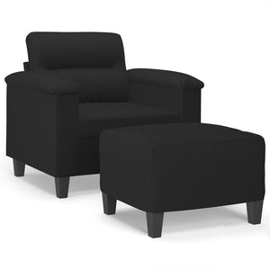 vidaXL Fauteuil avec repose-pieds Noir 60 cm Tissu microfibre