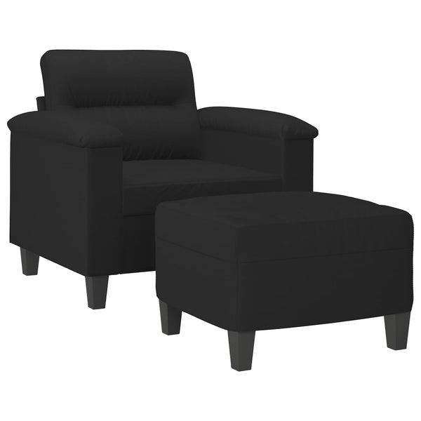 vidaXL Fauteuil avec repose-pieds Noir 60 cm Tissu microfibre