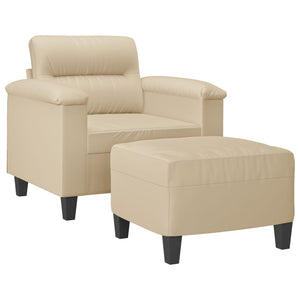 vidaXL Fauteuil avec tabouret crème 60 cm Tissu microfibre