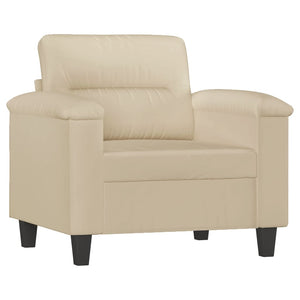 vidaXL Fauteuil avec tabouret crème 60 cm Tissu microfibre