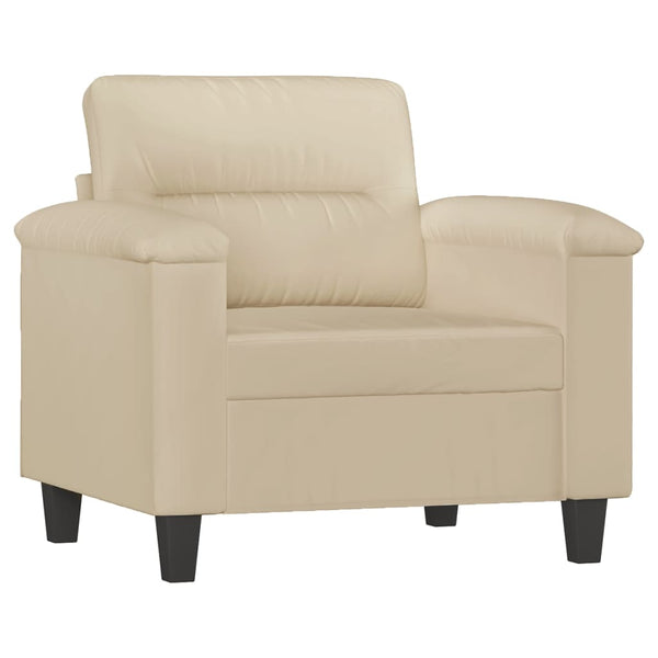 vidaXL Fauteuil avec tabouret crème 60 cm Tissu microfibre