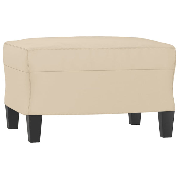 vidaXL Fauteuil avec tabouret crème 60 cm Tissu microfibre