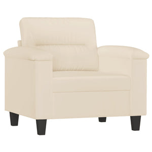 Beiger Sessel mit Hocker aus Mikrofaser