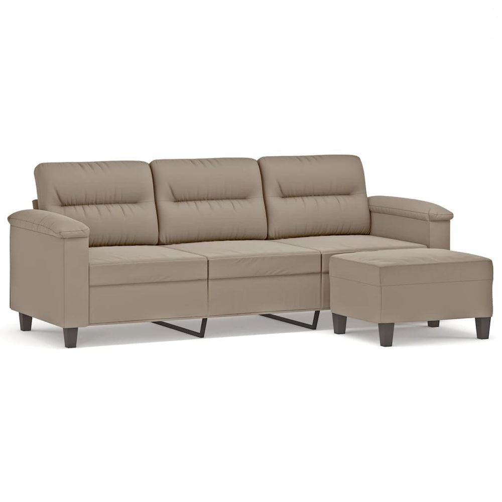 3-Sitzer Sofa mit Hocker Taupe