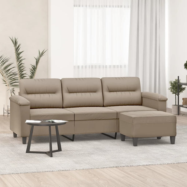 3-Sitzer Sofa mit Hocker Taupe