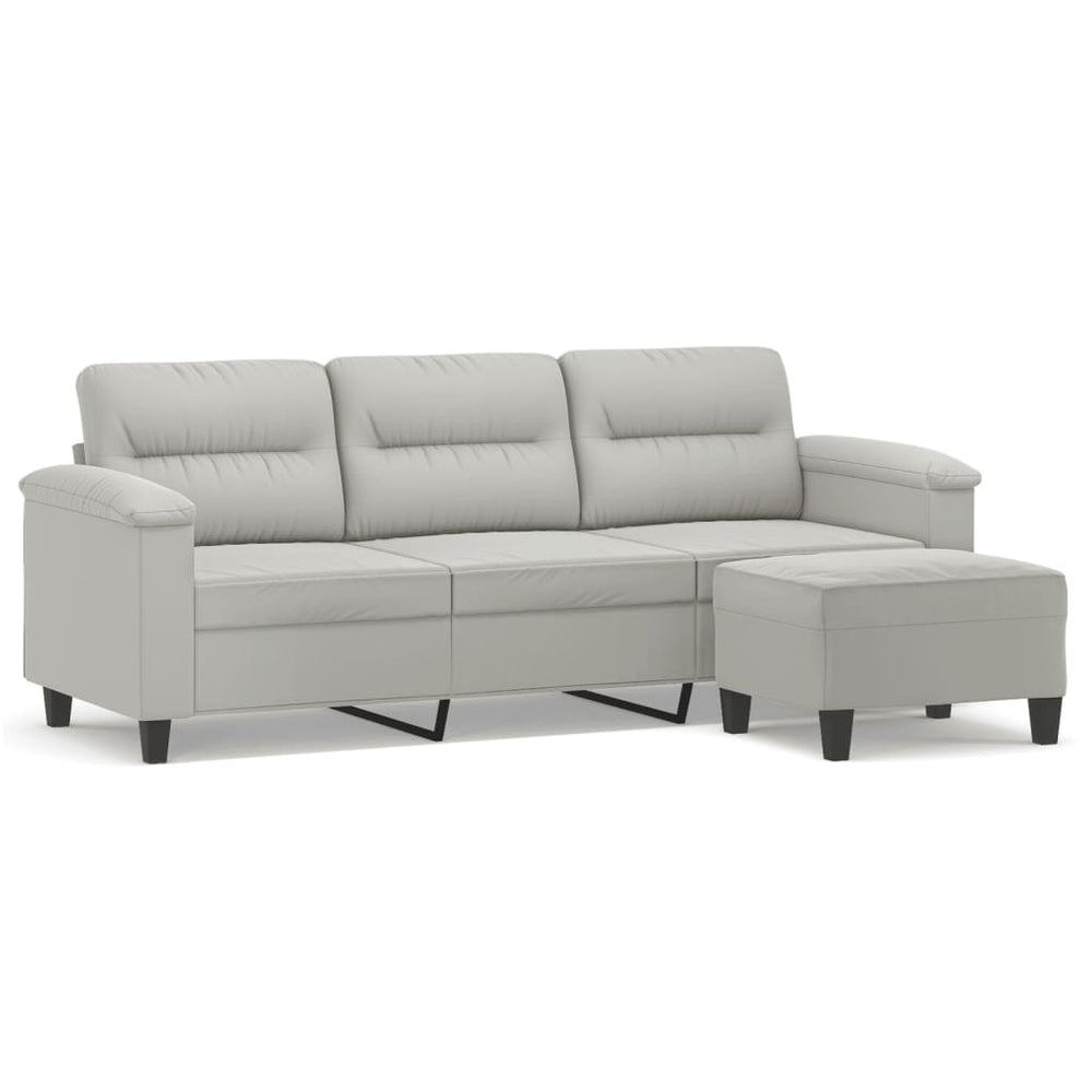 3-Sitzer Sofa mit Hocker Hellgrau